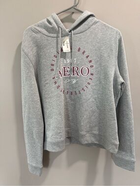 Aeropostale Light Gray Hoodie with Burgundy Logo